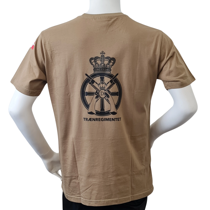 LANCER T-shirt i MTS-Khaki, m. Trænregimentets Regimentsmærke trykt på brystet