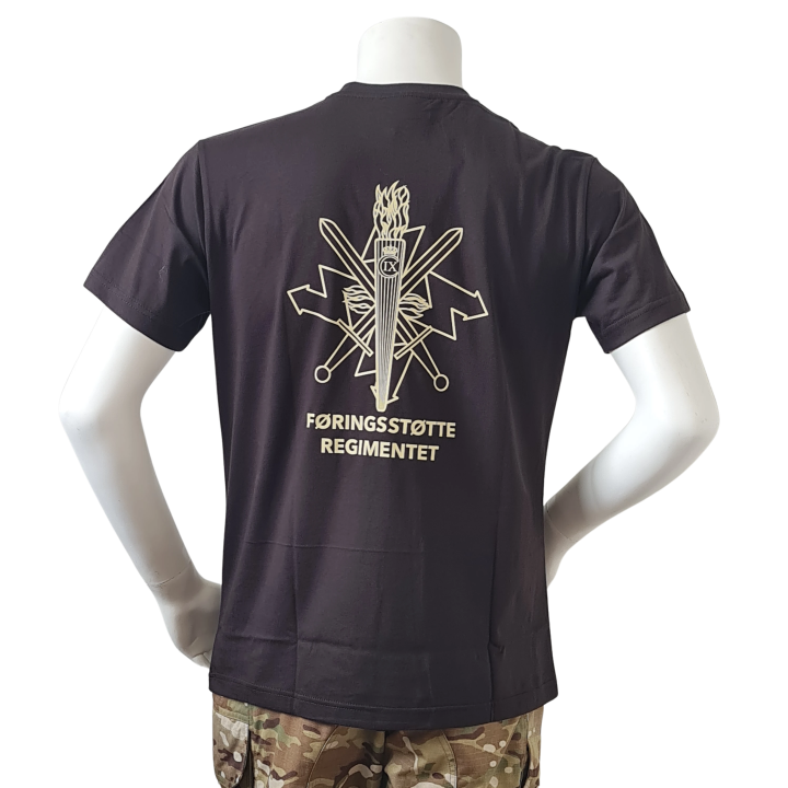 LANCER T-shirt, Sort m. Føringsstøtteregimentets Regimentsmærke trykt på brystet