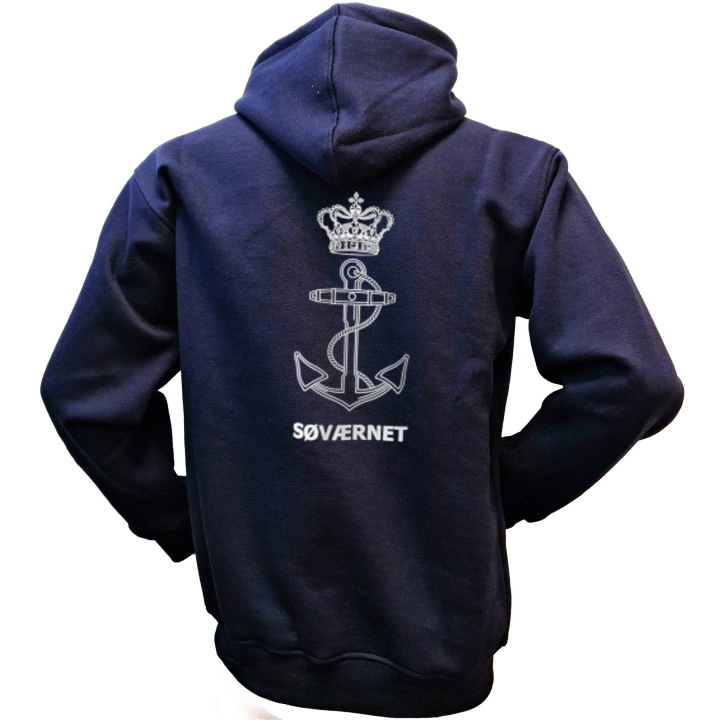 Lancer Hoodie med Søværnets Emblem, trykt på ryg, Marineblå