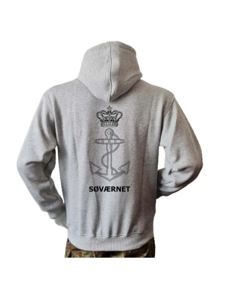Lancer Hoodie med Søværnets Emblem trykt på ryg, Grå