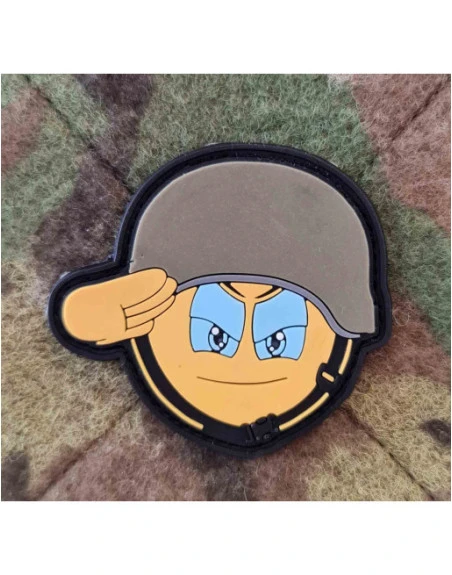 Salut Soldier Smiley, PVC mærke på Velcro