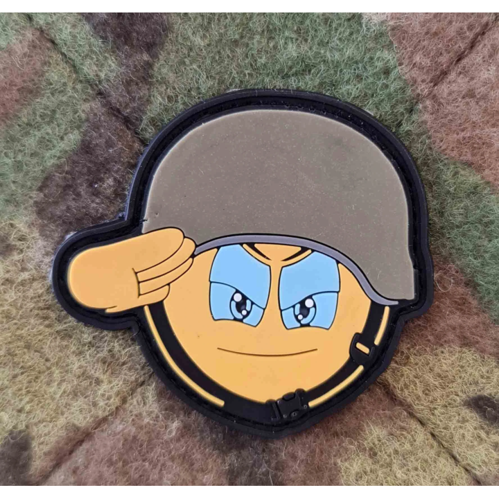 Salut Soldier Smiley, PVC mærke på Velcro