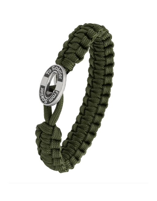 From Soldier To Soldier - Armbånd, Oliven med sort FSTS sølvlås