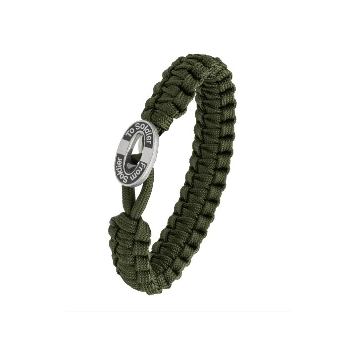From Soldier To Soldier - Armbånd, Oliven med sort FSTS sølvlås