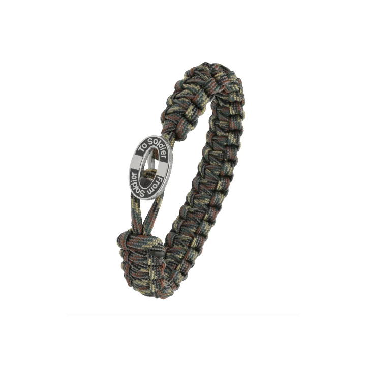 From Soldier To Soldier - Armbånd, Oliven med sort FSTS sølvlås