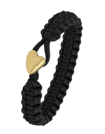 From Soldier To Soldier - Armbånd, sort med forgyldt hjerte