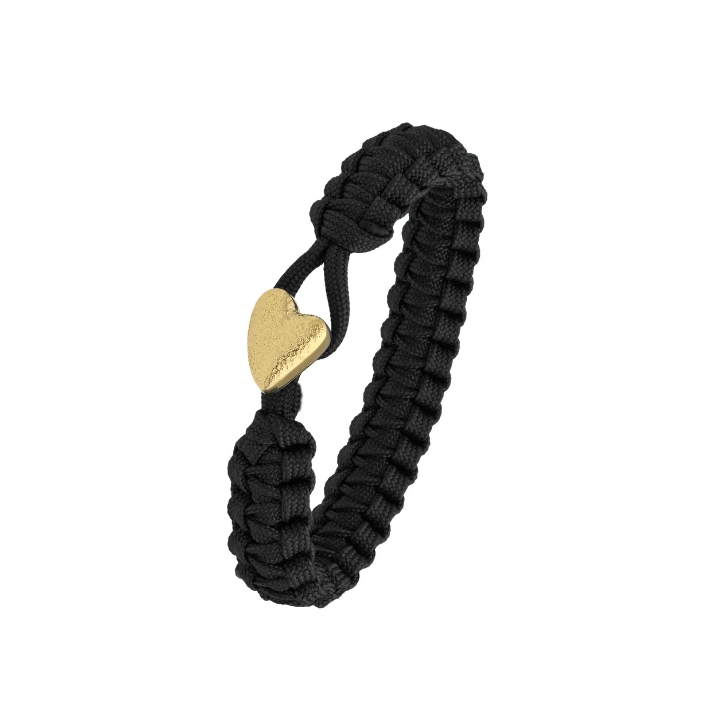 From Soldier To Soldier - Armbånd, sort med forgyldt hjerte