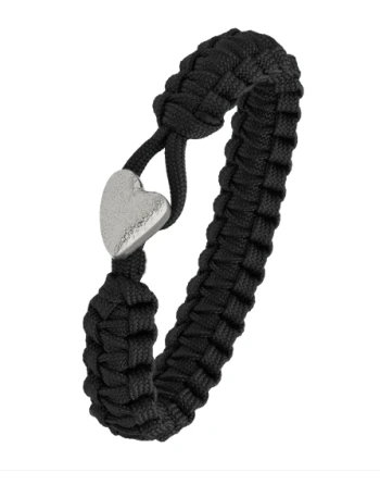 From Soldier To Soldier - Armbånd, sort med sølv hjerte