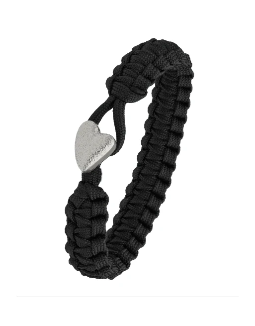 From Soldier To Soldier - Black bracelet, silver heart lock