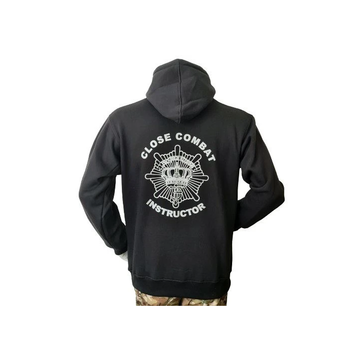 LANCER Hoodie, Sort, m. Livgarden "Close Combat Instructor" trykt på Ryg.