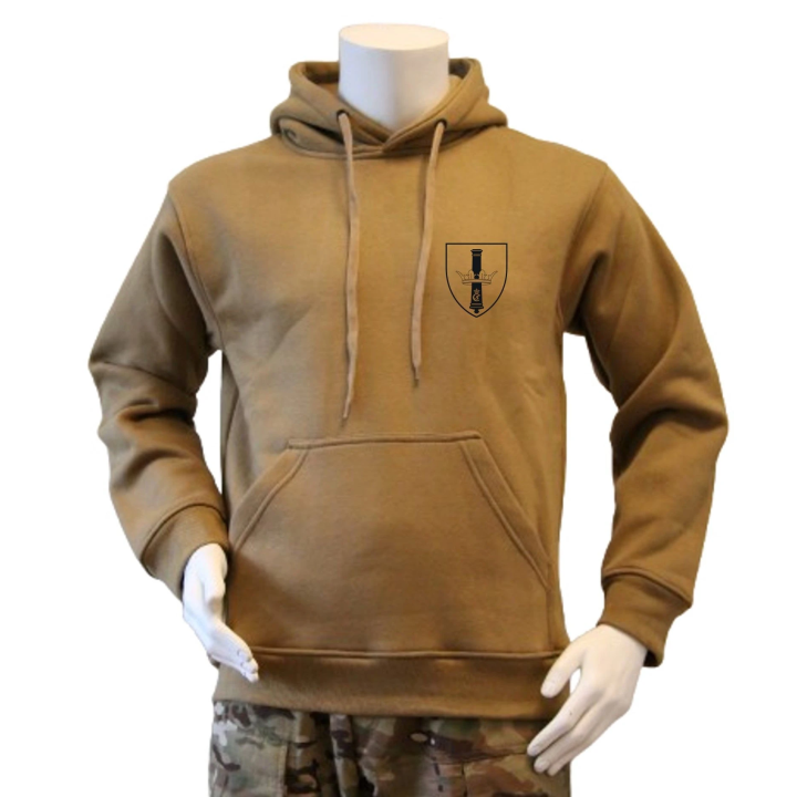 Lancer - Hoodie, MTS-Khaki med DANSKE ARTILLERIREGIMENT tryk på ryg