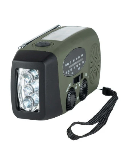 Fosco - Nødradio FM/AM, lygte og Powerbank, Oliven