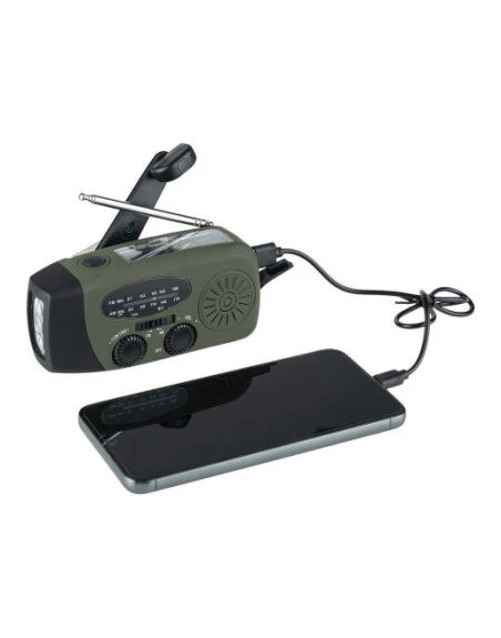 Fosco - Nødradio FM/AM, lygte og Powerbank, Oliven