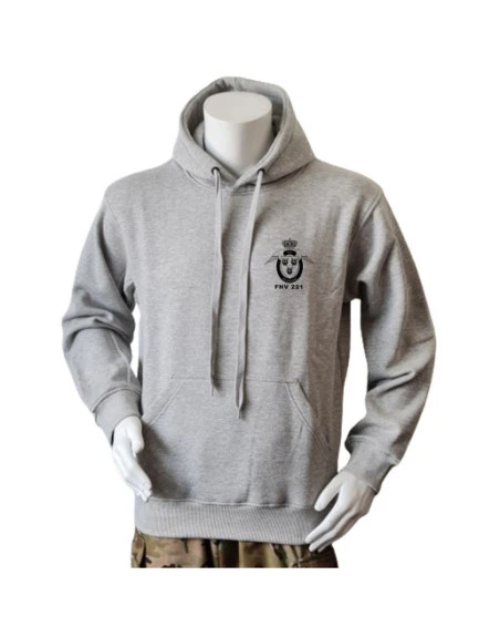 Lancer Hoodie, Grå med FHV 221 tryk på ryg