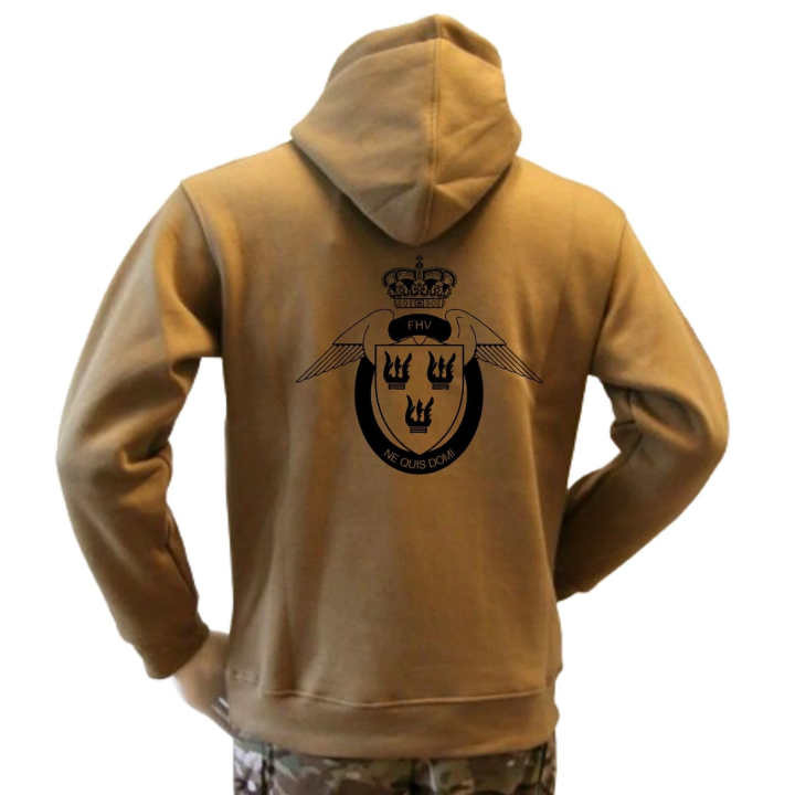 Lancer Hoodie, Coyote med Flyverhjemmeværnet, tryk på ryg
