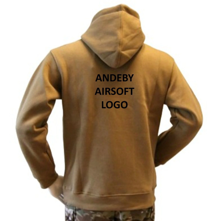 Lancer Hoodie, Coyote med Andeby Airsoft, tryk på ryg