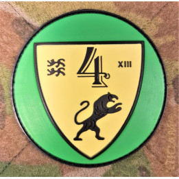 4/XIII/Slesvigske Fodregiment, rundt PVC mærke på velcro