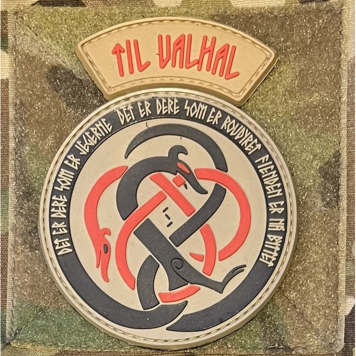 LANCER - TIL VALHAL Patch, PVC buet, coyote/rød
