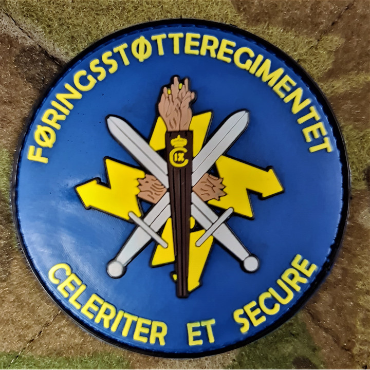 Føringsstøtteregimentet, rundt PVC mærke på velcro