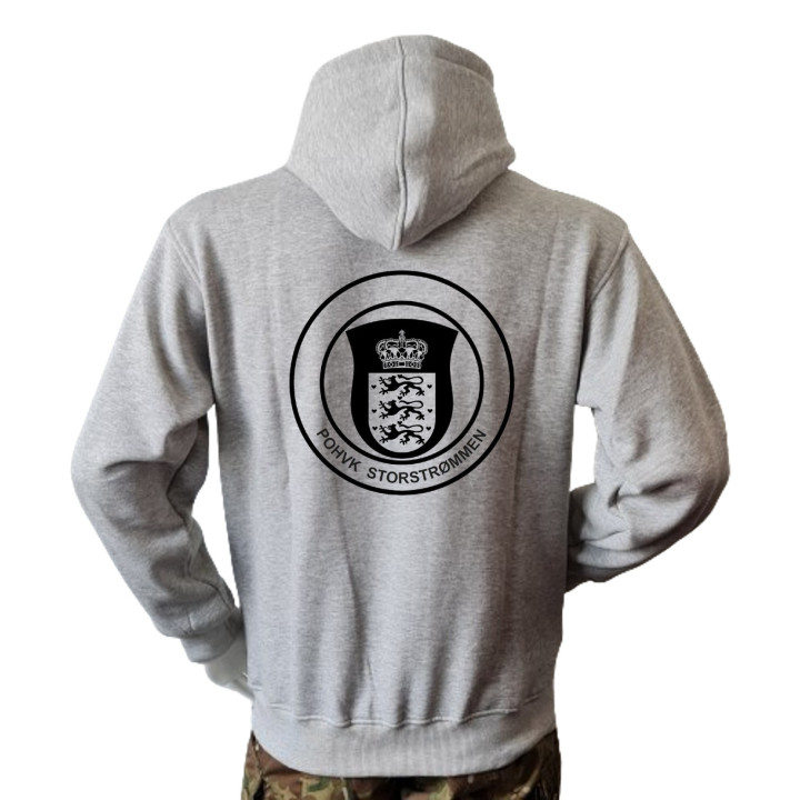 Lancer Hoodie med POHVK Storstrømmen, tryk på ryg, Grå