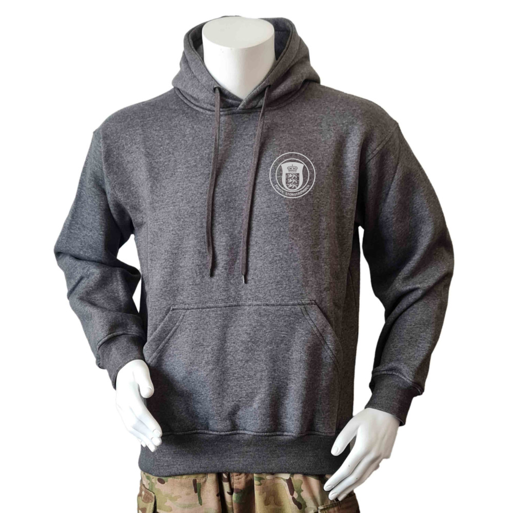 Lancer Hoodie med POHVK Storstrømmen, tryk på ryg, Mørkegrå