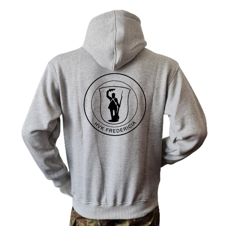 Lancer Hoodie, Grå med HVK Fredericia, tryk på ryg