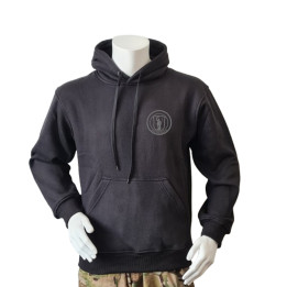 Hoodie, sort med HVK Fredericia, tryk på ryg