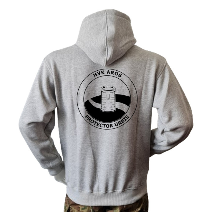 Lancer Hoodie, Grå med HVK AROS, tryk på ryg