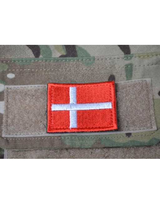 Danish Flag, small with Velcro, Red/white