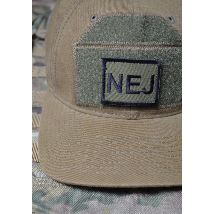 Patch til NEJ Hatten - Sort/Oliven - med velcro