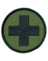 Røde kors mærke, rundt - Oliven/sort, Iron On