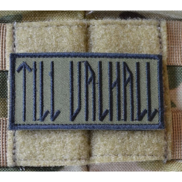 TILL VALHALL Patch, Svenska, Svart / Grön 4 x 8cm