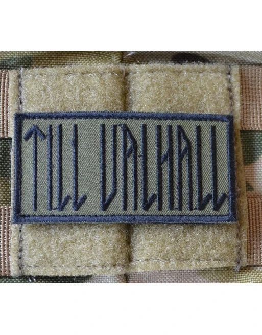 MLV - TILL VALHALL Patch, Swedish, Black/Olive 4 x 8cm