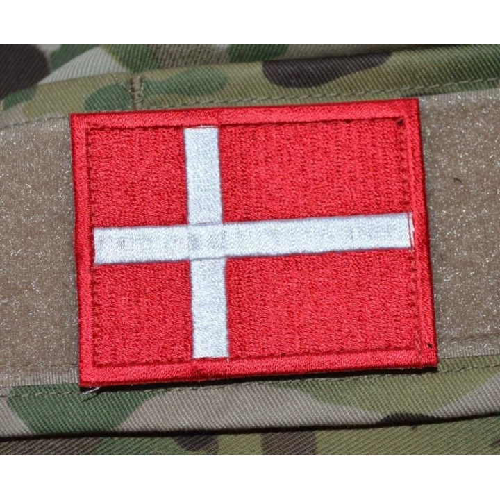 Dannebrog, big with velcro, Red/white