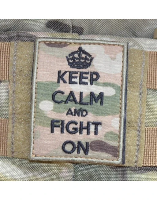 KEEP CALM and FIGHT ON Patch - MultiCam med velcro