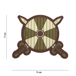 Viking Shield/Swords PVC Patch, Brown