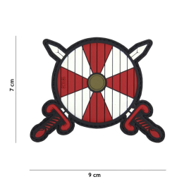 Viking Shield/Swords PVC Patch, Red/White