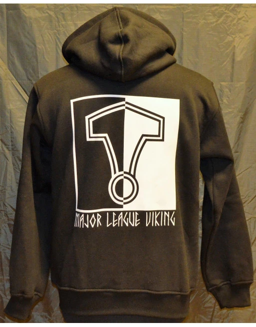 Major League Viking - Hoodie med Thors Hammer, Sort/Hvid