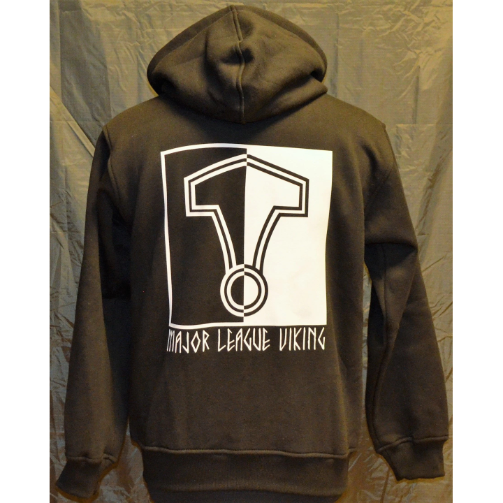 Major League Viking - Hoodie med Thors Hammer, Sort/Hvid