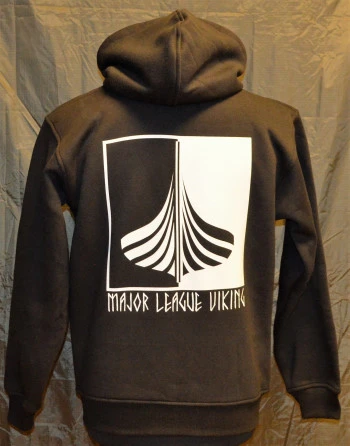 Major League Viking - Hoodie med Skib, Sort/Hvid