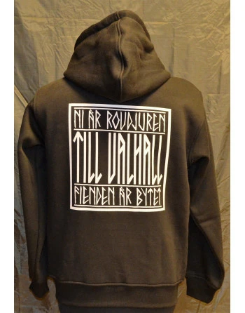 Major League Viking - Hoodie TIL VALHALL, Svart/vit (Svenska)