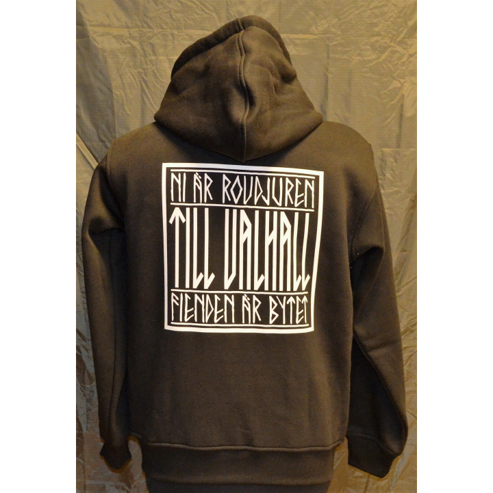 Major League Viking - Hoodie TIL VALHALL, Svart/vit (Svenska)