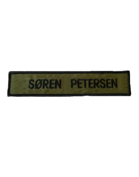 4 pcs Name tag, Velcro, black text on olive