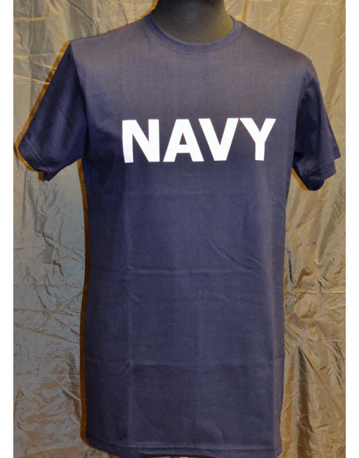 RAVEN - T-shirt, Marineblå med NAVY tryk på bryst