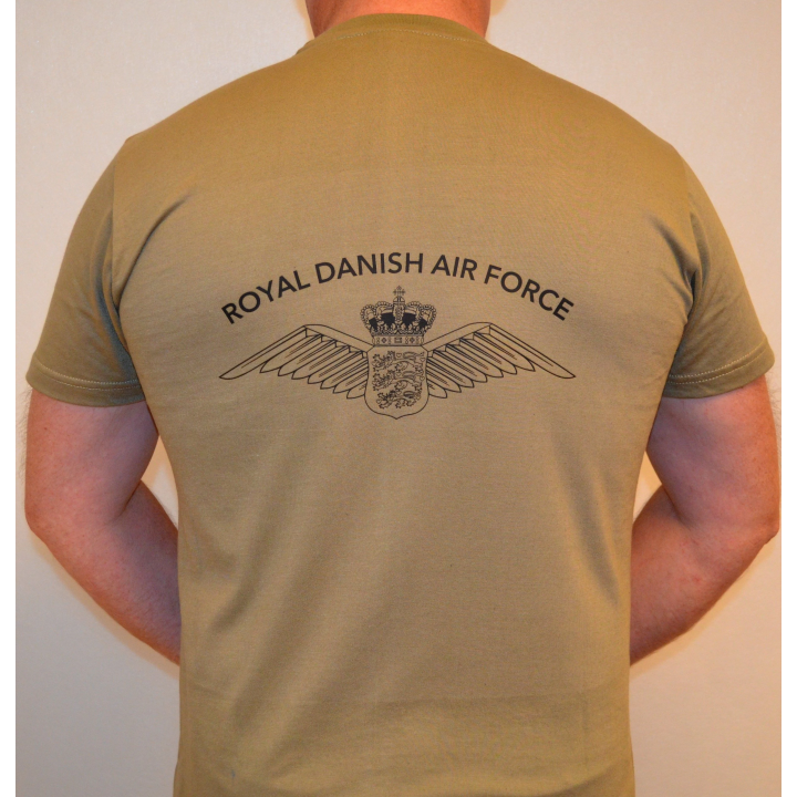 LANCER - T-shirt, MTS-khaki - med ROYAL DANISH AIR FORCE og vinge tryk på ryg